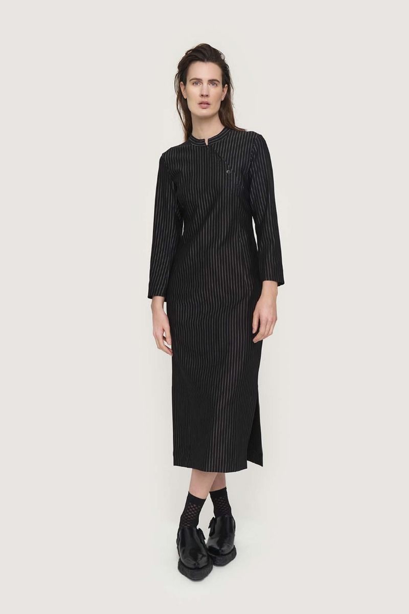 Pinstripe jersey langes kleid